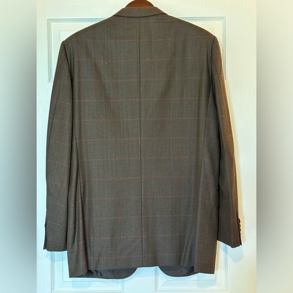 Ermenegildo Zegna Brown Rust Windowpane Check Wool Sport Coat Eu 54 L US 44 L - Picture 13 of 13